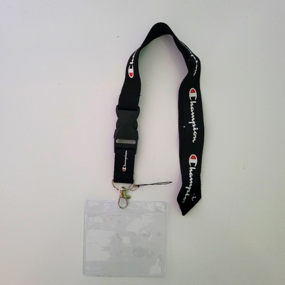 Champion Black One Size Lanyard & Vaccine Card Holder